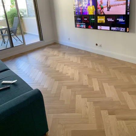 Bâton Rompu Chêne Massif Verni Mat Incolore - 90mm - Accueil - Over Parquet