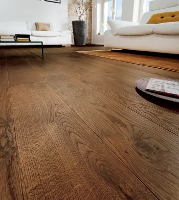 Chêne Massif Huilé Rustique Brossé Brownie - Lames Variables de 600 à 1800mm - Accueil - Over Parquet
