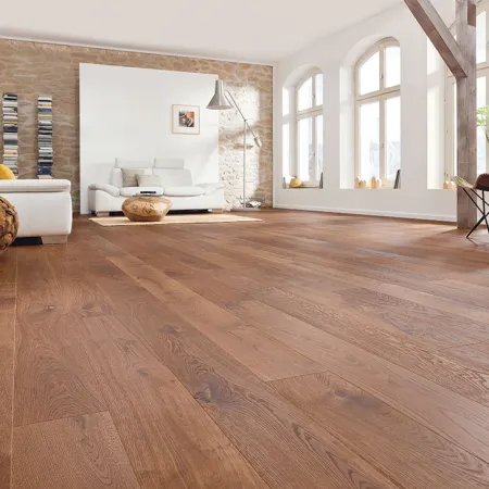 Chêne Massif Campagne Piqué Huilé Brossé Moka Mat - Lot de 21,78m² - Accueil - Over Parquet