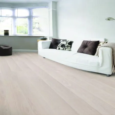 Sol Stratifié Chêne Waveless Blanc - Collection Milan - Over Parquet