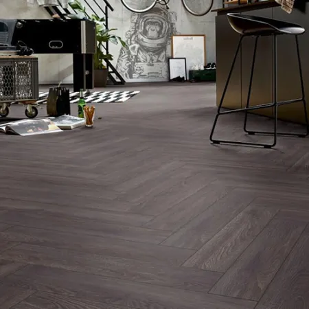 Sol Stratifié Bâton Rompu Chêne Elba Noir - Collection Vieux Paris - Over Parquet