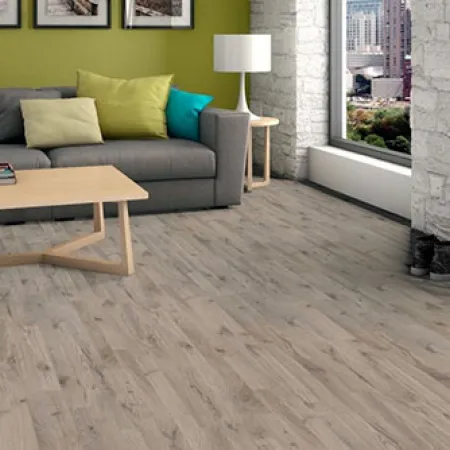 Sol Stratifié Chêne Gris Titane Tramé Mat 3 Frises - Lot de 4,19 m² - Collection Tritty - Over Parquet