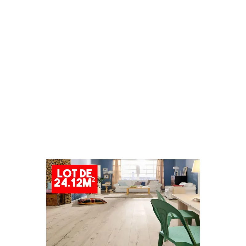 Sol Stratifié Chêne Alpin Blanc Authentique Top Connect - Lot de 24,12m² - Collection Naples - Over Parquet Sol Stratifié Chêne Alpin Blanc Authentique Top Connect - Lot de 24,12m² - Collection Naples - Over Parquet