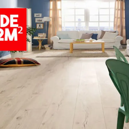 Sol Stratifié Chêne Alpin Blanc Authentique Top Connect - Lot de 24,12m² - Collection Naples - Over Parquet