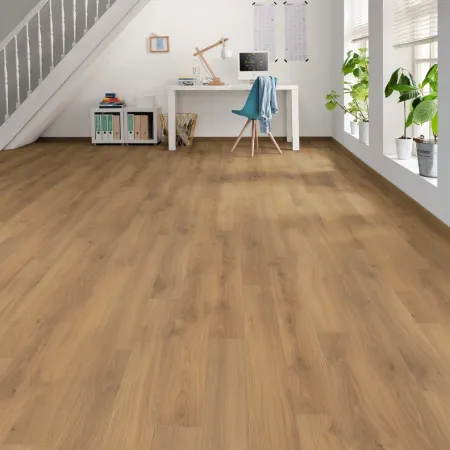 Sol Stratifié Chêne Emilia Miel Authentic Soft Top Connect - Lot de 15,18m² - Collection Bergame - Over Parquet