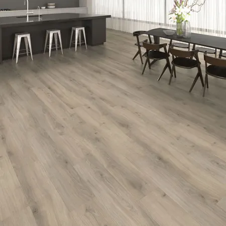 Sol Stratifié Aqua Planche Large à l'Ancienne Chêne Emilia Gris Velours - Lot de 27,72m² - Collection Bologne - Over Parquet