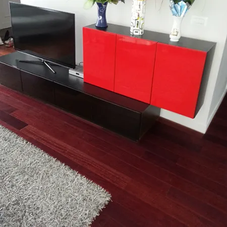 Kempas Massif Verni Teinte Aubergine - Lot de 2,4m² - Lots de fin de série - Over Parquet