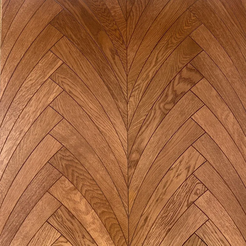 Point de Hongrie Contrecollé Courbé Verni Brossé PR bis Cathédrale Spirit - Parquet Flottant Chêne Verni - Over Parquet