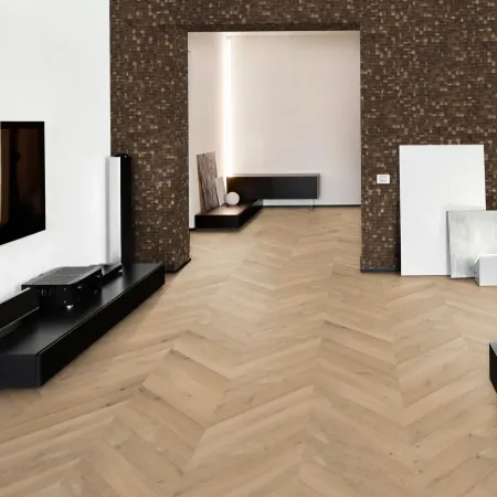 Point de Hongrie Contrecollé Verni Brossé Invisible Rustique Glasgow - 125mm x 15mm x 780mm - Point de Hongrie - Over Parquet