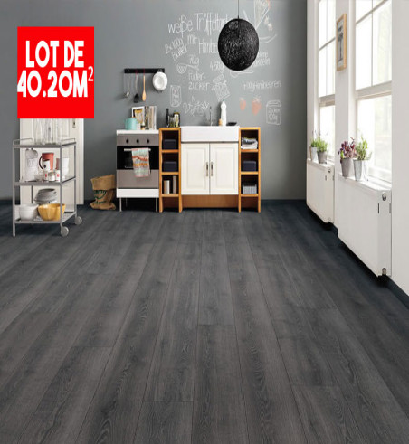Sol Stratifié Chêne Contura Noir Authentic Top Connect - Lot de 40.20m² - Collection Naples - Over Parquet
