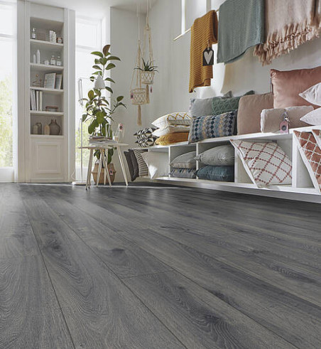Sol Stratifié Chêne Prestige Gris - Accueil - Over Parquet