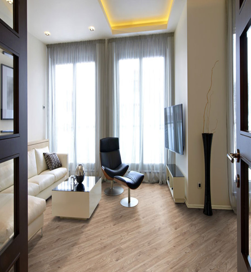 Sol Stratifié Chêne Everest Beige - Accueil - Over Parquet