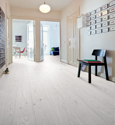 Chêne massif huile rustique brosse blanc meringue 120x15mm certifié fsc 100 % - Accueil - Over Parquet