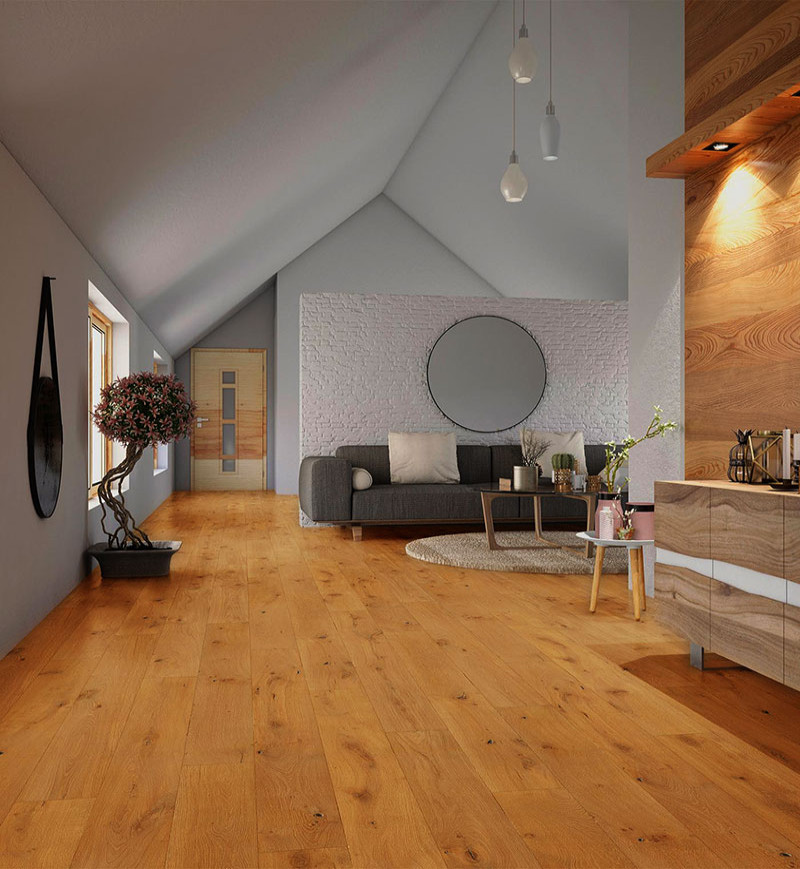 Chêne Massif Huilé Brossé Rustique Honey - Longueur Fixe - Accueil - Over Parquet