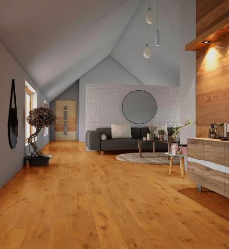 Chêne Massif Huilé Brossé Rustique Honey - Longueur Fixe - Accueil - Over Parquet