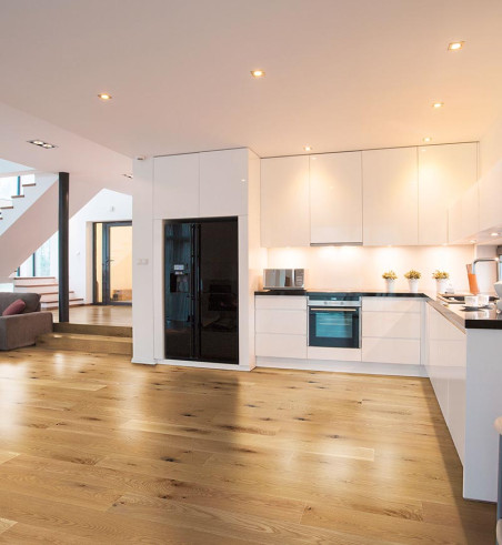 Chêne Massif Huilé Rustique Miel - Lames Variables 800 à 1800mm - Accueil - Over Parquet