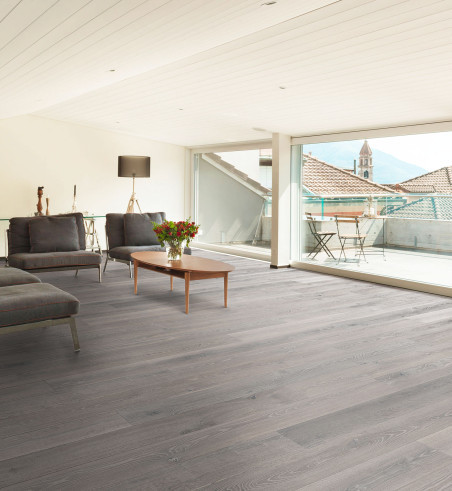 Chêne Contrecollé Gris Ourson Huilé Brossé Cérusé Clipsable - Accueil - Over Parquet