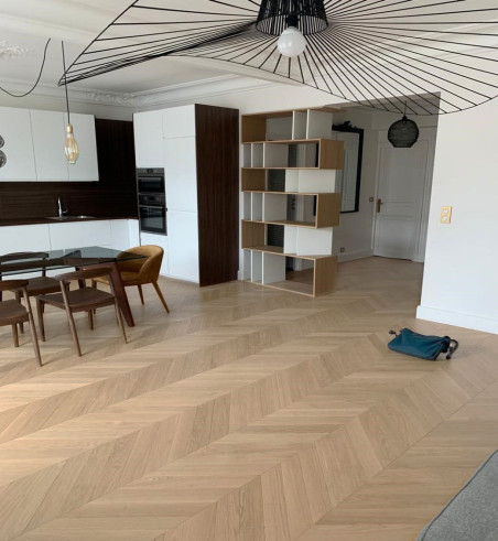Point de Hongrie Contrecollé Verni Brossé PR bis Invisible - Accueil - Over Parquet