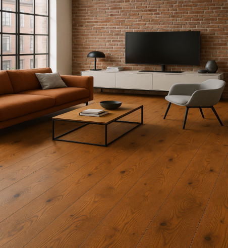 Chêne Contrecollé Rustique Verni Brossé Old Brown - Accueil - Over Parquet