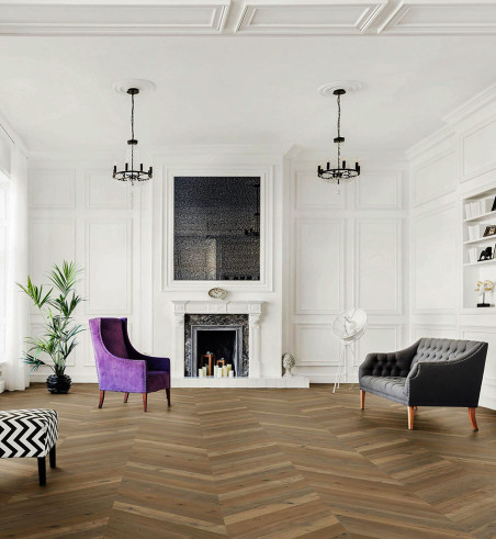 Point de Hongrie 45° Chêne Contrecollé Huile Bona Naturel Rustique Bruges - Accueil - Over Parquet