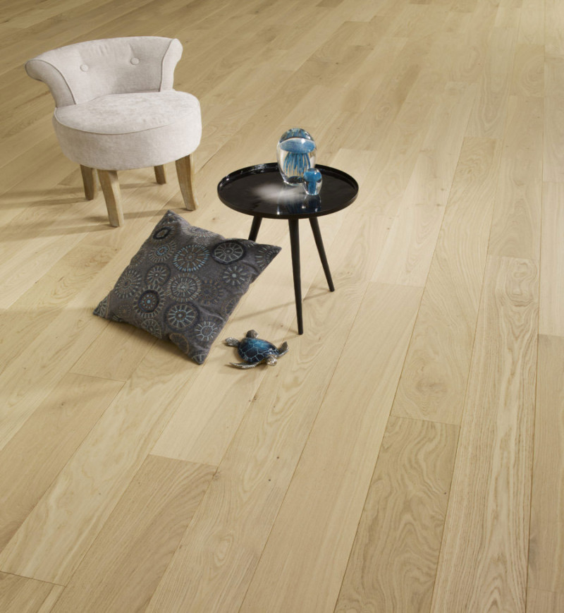 Chêne Massif Verni Incolore Aspect Bois Brut Lisse - Accueil - Over Parquet
