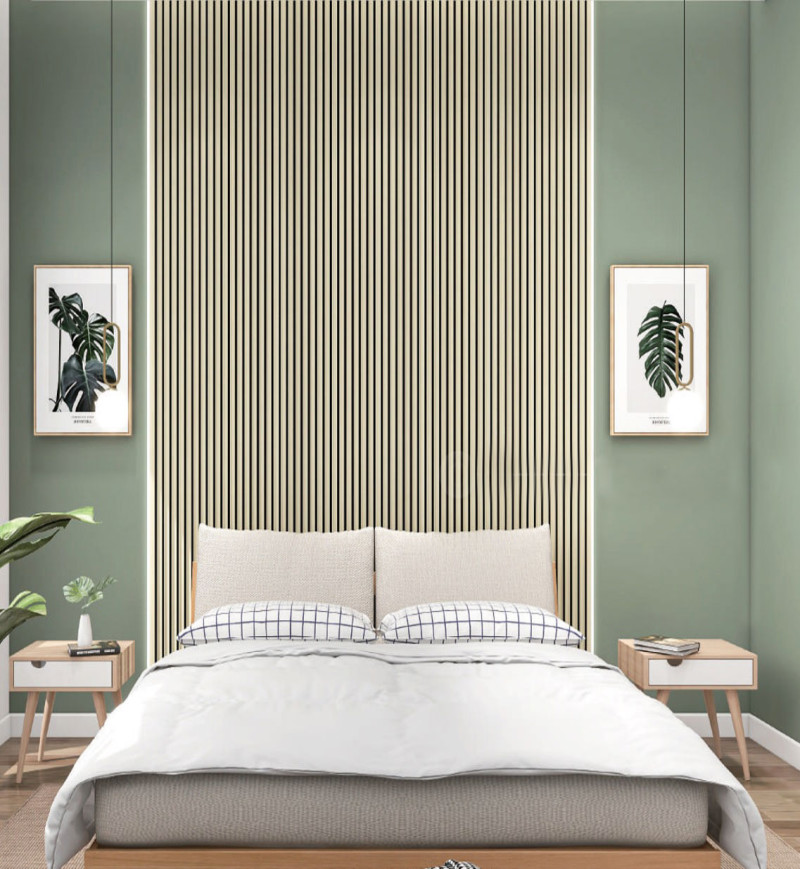 PANNEAU ACOUSTIQUE DECORATIF MURAL DU SILENCE EN MDF PET FINITION IVOIRE SUR FOND NOIR - DINACHOC - 520X18X2400mm - Panneaux Muraux - Over Parquet